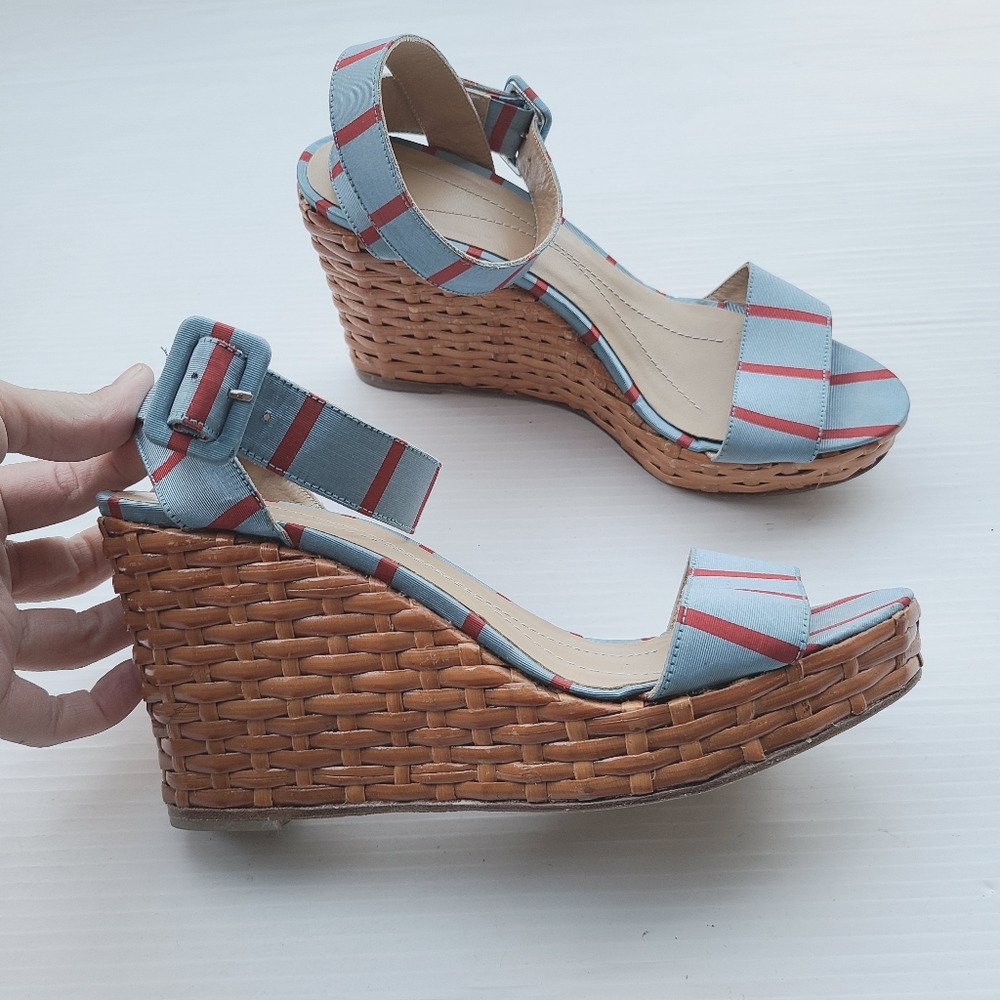 Kate Spade Cabana Basket Weave Platform Wedge Sandals Gem